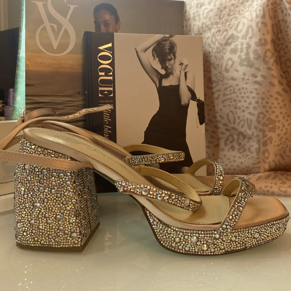 Betsy Johnson bedazzled heels!! Worn twice 💅